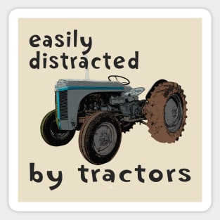 retro easily distracted by tractors Sticker